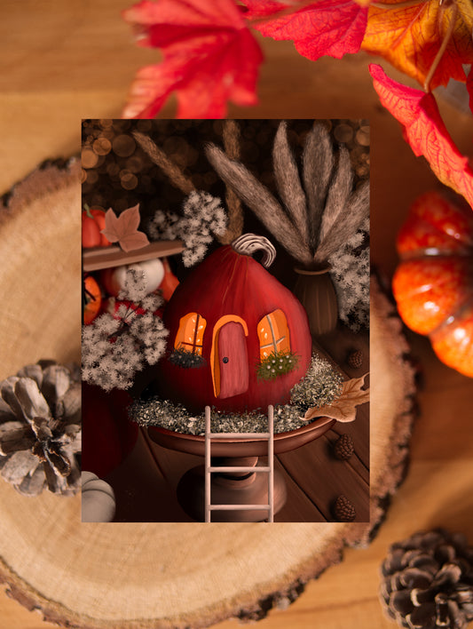 Carte A6 - Citrouille illuminée