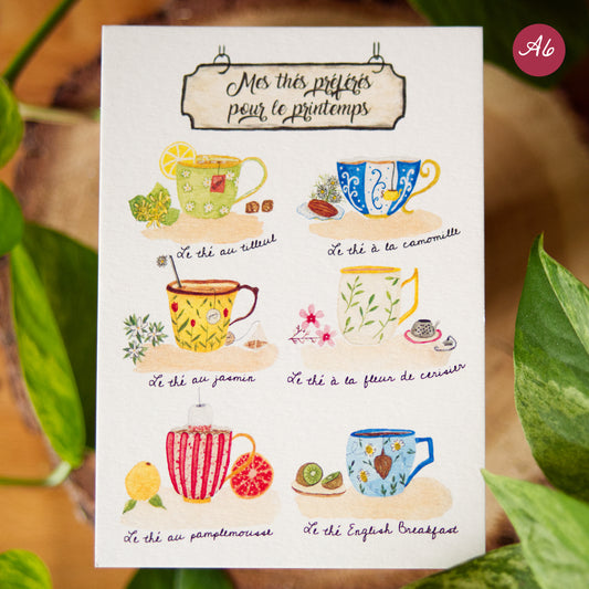 Carte A6 - Mes thés préférés pour le printemps